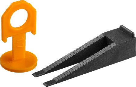 СВП комплект: 50+50шт (1,7 мм зажим + клин), система выравнивания плитки, в пакете. ЗУБР