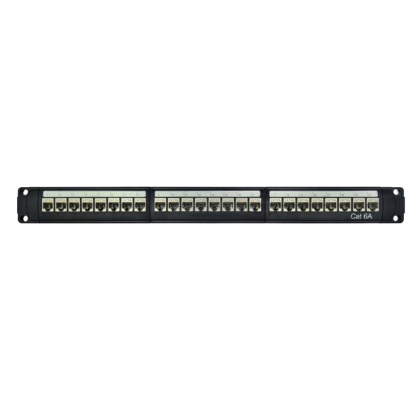 Патч-панель модульная 19", 1U,CAT6A, 24 порта RJ45, экранированная DKC