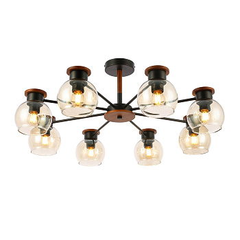 Люстра потолочная Черный, Темное дерево/Прозрачный, Янтарный E27 8*60Вт SLE108102-08 EVOLUCE