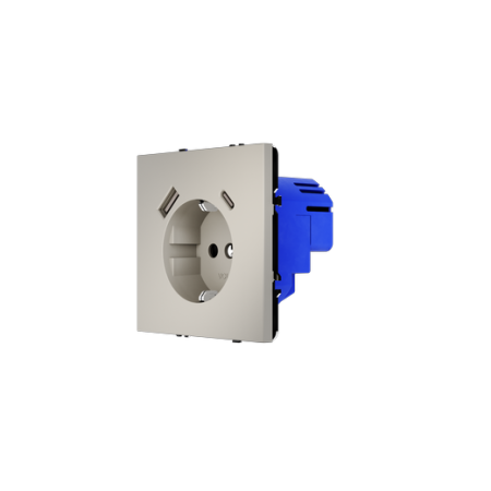 Розетка встраиваемая Voltum S70 с заземлением и защитными шторками, 16А, с USB, A+C, (кашемир)