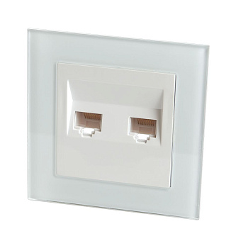 Розетка компьютерная 2-местная RJ-45 STEKKER GLS00-7006-01, серия Катрин, белый