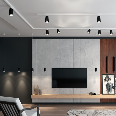 Св-к трековый однофазный IP20 GU10 9W 220V TULIP черный NOVOTECH