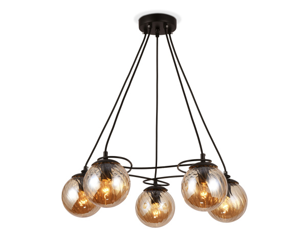 Подвесная люстра TR9022/5 BK/TI черный/янтарь E14 max 40W D560*800 Ambrella Light