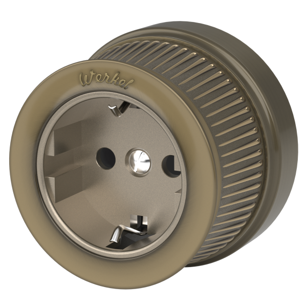 Розетка с заземлением (Бронзовый) Ретро ОУ IP20 Werkel