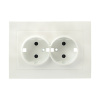 Валенсия Лицевая панель розетки 2-местной с/з 16А жемчуг с защ, штор, EKF