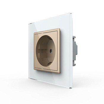 Розетка Livolo 1 пост Золотая с белой рамкой VL-C7C1EU-13/11