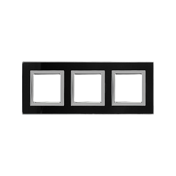 Рамка из натурального стекла, "Avanti", черная, 3 поста (6 мод.) DKC