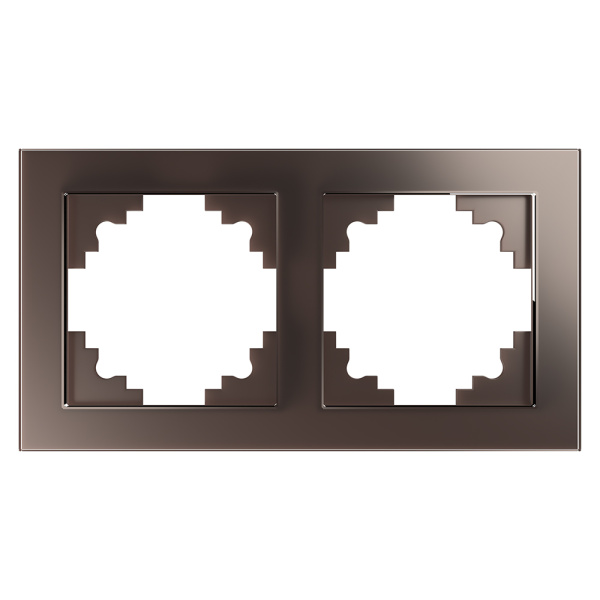 Рамка 2-местная, стекло, STEKKER, GFR00-7002-04,серия Катрин, шоколад