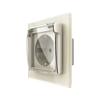 Розетка электрическая 16А с водонепроницаемой крышкой 1 пост, цвет жемчужный Livolo