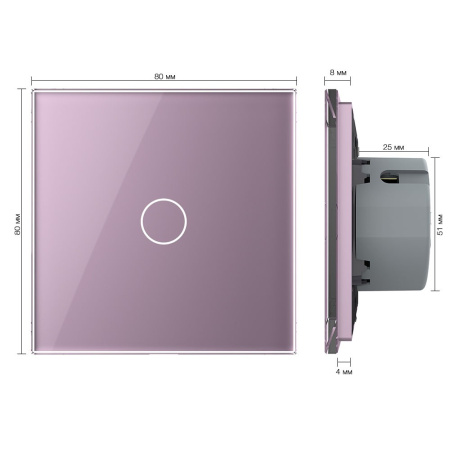 Сенсорный выключатель 1 клавиша 1 пост Розовый Livolo