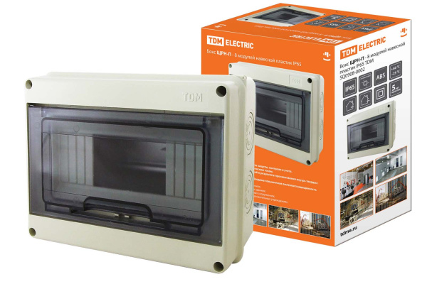 Бокс ЩРН-П-8 модулей навесной пластик IP65 TDM Бокс ЩРН-П-8 модулей навесной пластик IP65 TDM