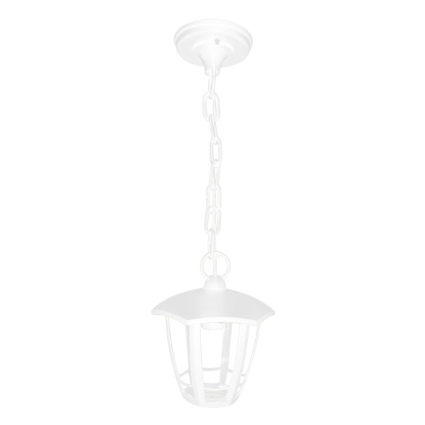 11-172 Светильник садово-парковый, подвесной, «Марсель 1», Е27х60Вт, 6-ти гранный, пластик, белый, прозрачный поликарбонат, 177х164х526мм, APEYRON