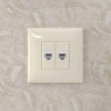 Компьютерная розетка RJ-45 без шторки в стену, кат.5е двойная, "Avanti", "Ванильная дымка" DKC