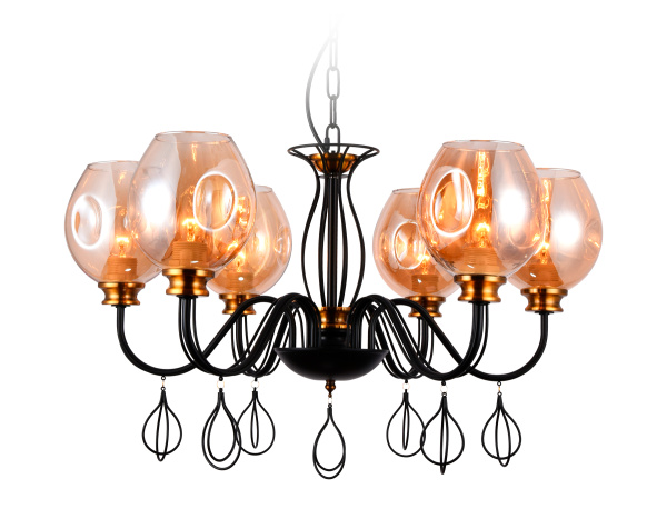 Подвесная люстра TR9055/6 BK/TI черный/янтарь E27 max 40W D700*850 Ambrella Light