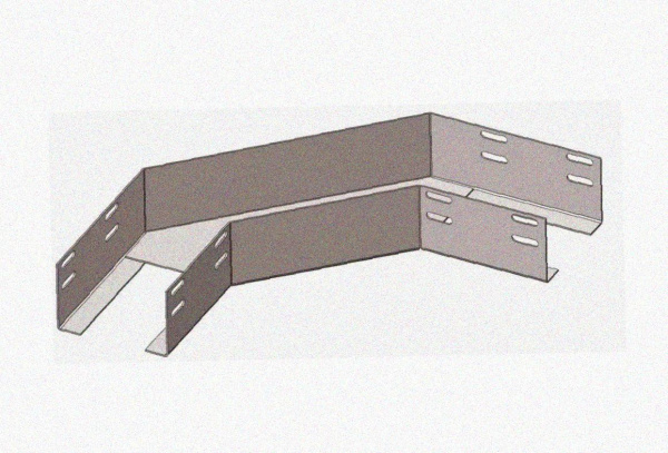 Лоток угловой замковый перфорированный КГЗ 100х50-135 УХЛ1 поворот на 135, оцинкованный лист, S1,0