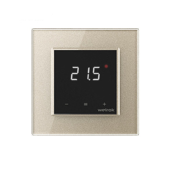Терморегулятор Welrok LIS для рамки LIVOLO с сенсорным управлением, датчик пола 3 м, цвет черный с рамкой шампань