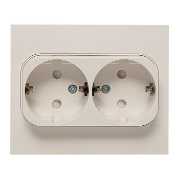 Стокгольм Розетка 2-местная с/з 16А белая с защ, штор, EKF