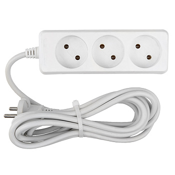 Удлинитель бытовой GES-10-2x075-3-10m, 10А, 2х0,75 мм2, 3 места, 10 метров, без заземления, без вылючателя General