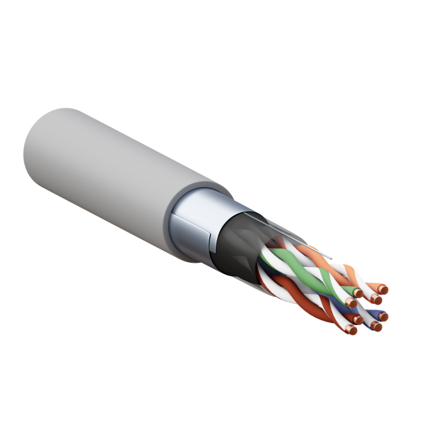 Кабель витая пара TERACOM PRO Cat,5E F/UTP 4 пары solid 24AWG оболочка PVC цвет серый (упак, 305м) EKF