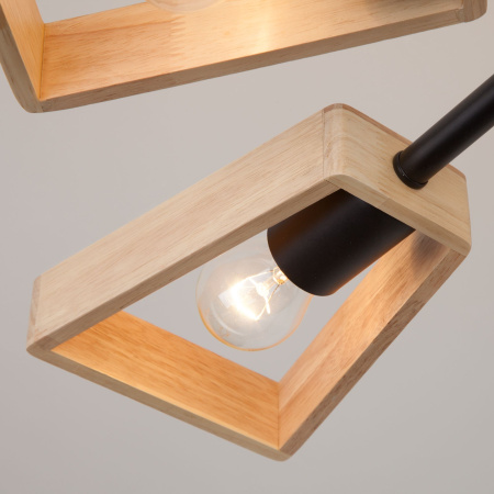 Потолочная люстра в стиле лофт 8*E27 40Вт светлое дерево, черный IP20 Klark (70056/8 черный) Eurosvet