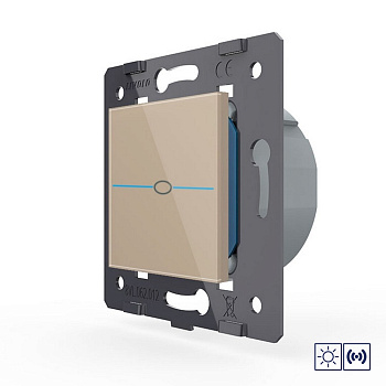 Одноклавишная импульсная сенсорная кнопка Quadro сухой контакт, цвет золотой (механизм) Livolo