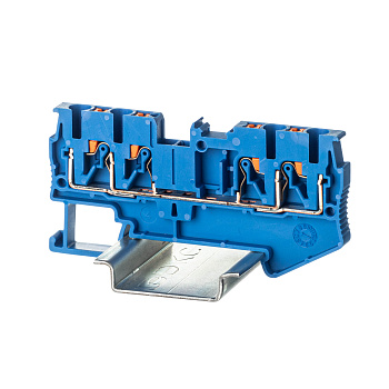 Клемма проходная, зажим push-in, 4 точки подключения, 2.5 кв.мм, синяя DKC