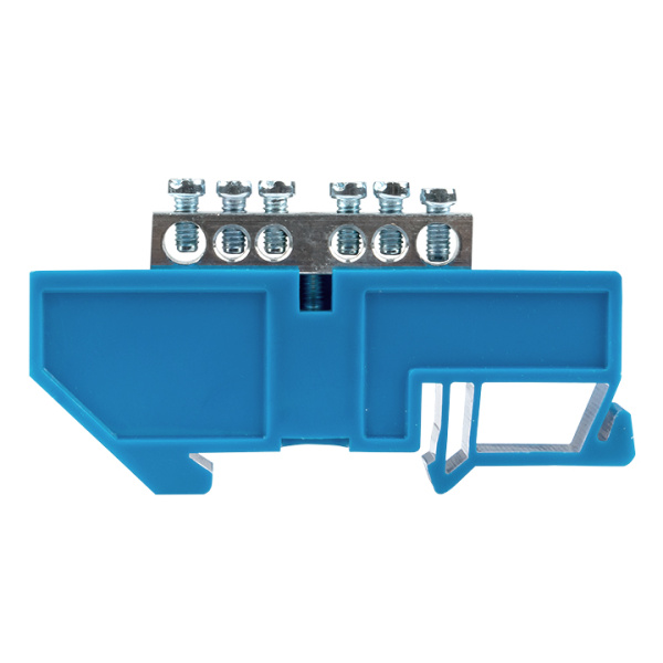 Шина "0" N (6x9мм) 6 отв, цинк синий изолятор на DIN-рейку EKF