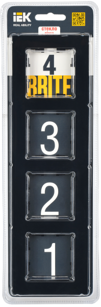 BRITE Рамка 4-мест. РУ-4-2-БрЧ стекло черн. IEK