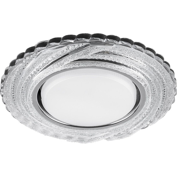 Св-к встр.с белой LED подсветкой Feron CD4037 потолочный GX53 без лампы, прозр., хром