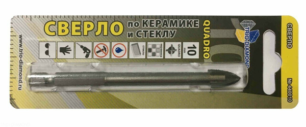 Сверло по керамике и стеклу квадро 10мм 440010 Trio-Diamond