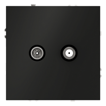 Розетка телевизионная встраиваемая Voltum S70 оконечная TV+SAT, (черный матовый)