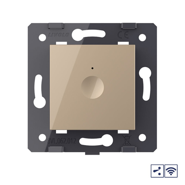 Одноклавишный проходной сенсорный выключатель Module с радиоупр., цвет золотой (механизм) Livolo
