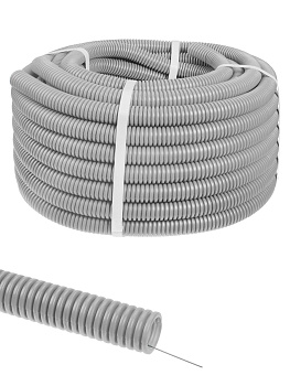 Труба гофрированная ПВХ d 25 с зондом (25 м) легкая TDM