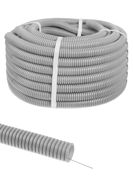 Труба гофрированная ПВХ d 25 с зондом (25 м) легкая TDM