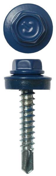 Саморезы СКД кровельные, RAL 5005 синий насыщенный, 29 х 4.8 мм, 2 500 шт, для деревянной обрешетки, Профессионал ЗУБР