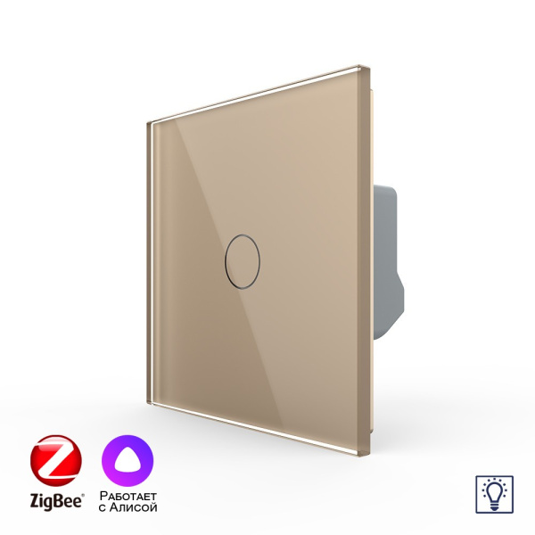 Одноклавишный умный сенсорный диммер Livolo ZigBee, 1 пост, Золотой VL-C701D2Z-2AG