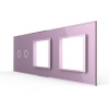 Панель для сенсорного выключателя и двух розеток, 2 клавиши, цвет розовый, стекло Livolo