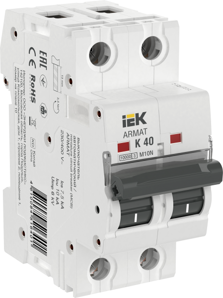 Выключатель автоматический ВА МОД M10N 2П K 40А ARMAT IEK