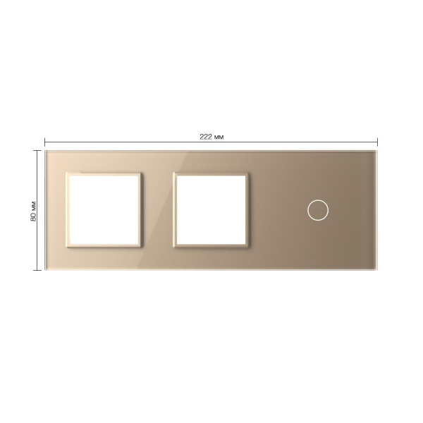 Панель для двух розеток и сенсорного выключателя, 1 клавиша, цвет золотой, стекло Livolo