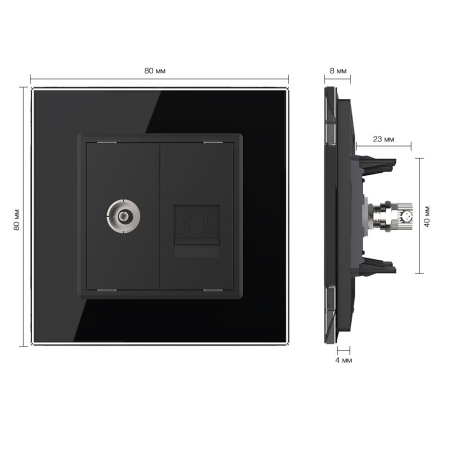 Розетка ТВ/ТЛФ Черная Livolo
