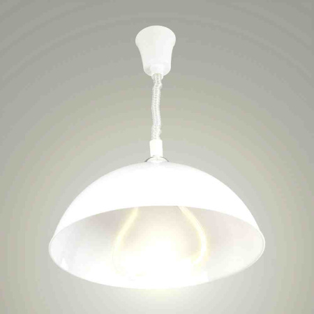 16-24 Светильник декоративный, подвесной, "Мисам", пластик, 1хЕ27 15Вт, 230В, белый, шнур с лифтовой системой белый, 400-600мм, крепление п... APEYRON