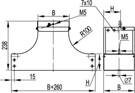 Ответвитель вверх TSS осн.100 DKC