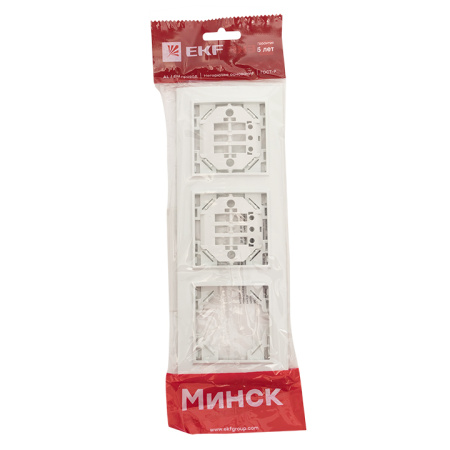 Минск Рамка 3-местная горизонтальная белая EKF