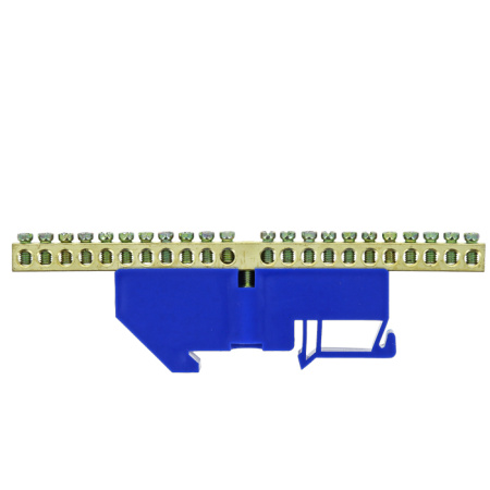 Шина "0" N (6х9мм) 20 отверстий латунь синий изолятор на DIN-рейку PROxima EKF