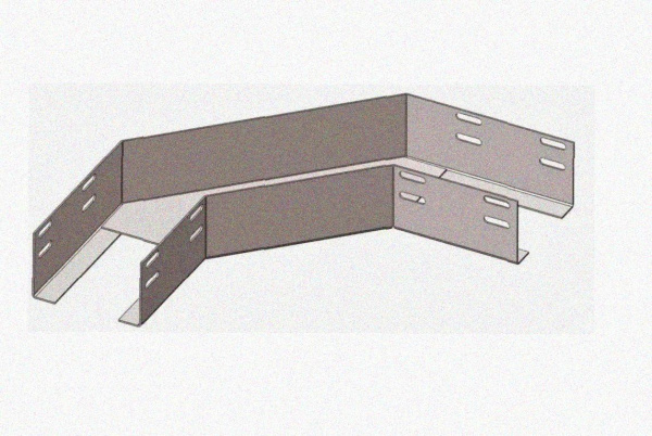 Лоток угловой глухой КГГ 400х65-90 УХЛ1 поворот на 90, оцинкованный лист S1,0