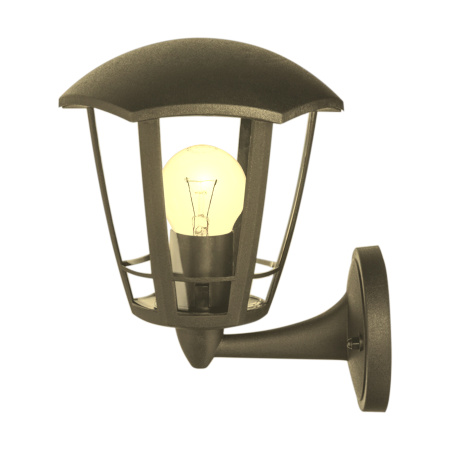 11-164 Светильник садово-парковый, настенный вверх, «Дели 1», Е27х60Вт, 6-ти гранный, пластик, серый, прозрачный поликарбонат, 164х199х223м... APEYRON