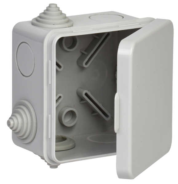 Коробка распаячная КМ41238 для открытой проводки с откидной крышкой 80х80х50мм IP54 IEK