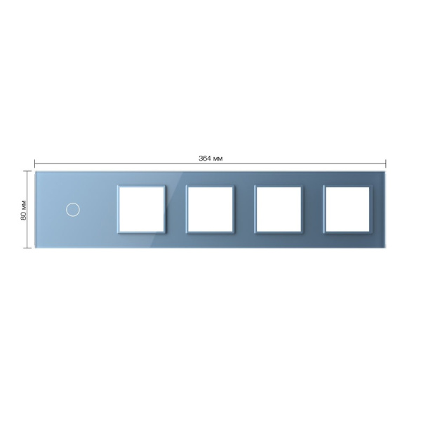 Панель для сенсорного выключателя и 4-х розеток, 1 клавиша, цвет синий, стекло Livolo