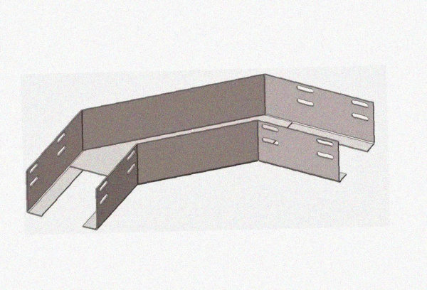 Лоток угловой замковый перфорированный КГЗ 80х80-90 УТ1,5 поворот на 90, оцинкованный лист, S0,8