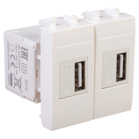 USB зарядное устройство модульное, "Avanti", "Белое облако", 2 модуля DKC